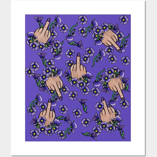 Middle finger Floral Wall Art by bubbsnugg